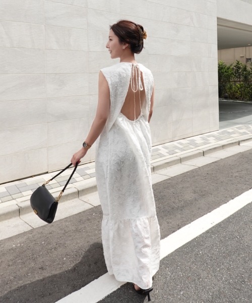 BIRTHDAY BASH(バースデイバッシュ)の「LACE BACK OPEN DRESS(レースバックオープンドレス)(ワンピース・レディース・ホワイト/ブラック・FREE)」の16枚目の写真
