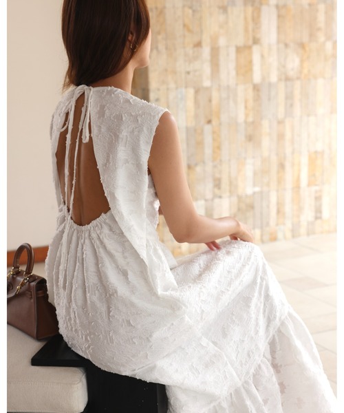 BIRTHDAY BASH(バースデイバッシュ)の「LACE BACK OPEN DRESS(レースバックオープンドレス)(ワンピース・レディース・ホワイト/ブラック・FREE)」の19枚目の写真
