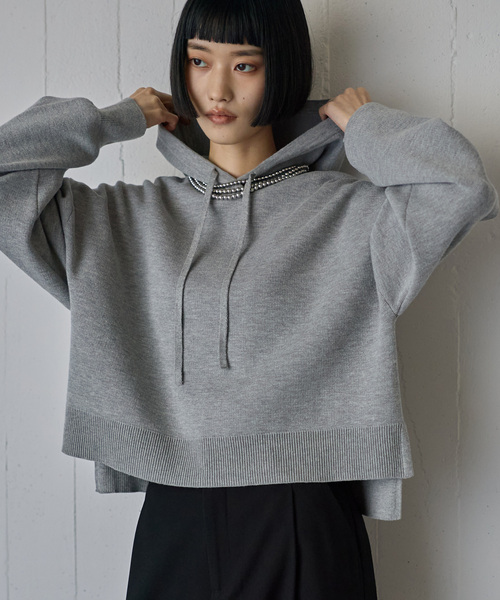 for/c(フォーシー)の「スウェットライクフーディー【サスティナブル】(ニット/セーター・レディース・グレー/アイボリー/ブラック・M/L/LL)」の13枚目の写真