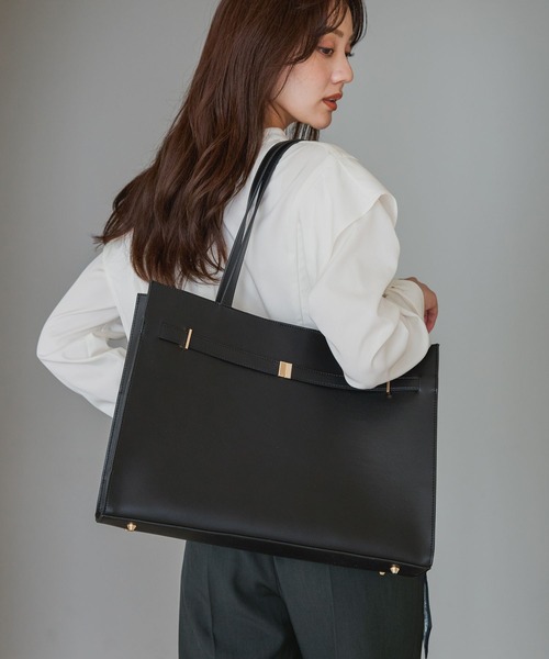 Andemiu（アンデミュウ）の「PCケース付きベルトトートBAG/1076428（トートバッグ・レディース・ライトベージュ/ブラック・FREE）」の2枚目の写真