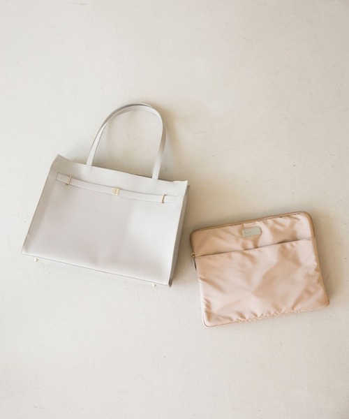 Andemiu（アンデミュウ）の「PCケース付きベルトトートBAG/1076428（トートバッグ・レディース・ライトベージュ/ブラック・FREE）」の7枚目の写真