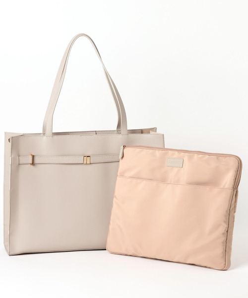Andemiu（アンデミュウ）の「PCケース付きベルトトートBAG/1076428（トートバッグ・レディース・ライトベージュ/ブラック・FREE）」の14枚目の写真