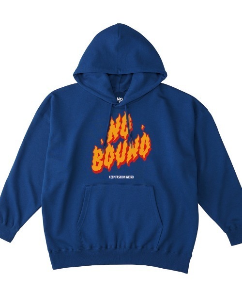 NOBOUND(ノーバウンド)の「NOBOUND(ノーバウンド) プルパーカー メンズ レディース ユニセックス スウェット ファイヤーロゴ プリント ビッグシルエット プルオーバーパーカー フーディー トップス ストリート カジュアル(パーカー・メンズ・ブラック/ホワイト/ダークブルー/ヘザーグレー・M/XL/L)」の4枚目の写真