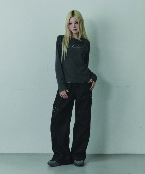UPDRAFT（アップドラフト）の「ピグメントボタンヘンリー長袖 [グレー]（Tシャツ/カットソー・レディース・その他・FREE）」の5枚目の写真
