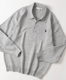 U.S. POLO ASSN.（ユーエスポロアッスン）の「【18】〔U.S.POLO ASSN/ユーエスポロアッスン〕12G スウェットライク ポロニット ユニセックス/メンズ/レディース（ポロシャツ）」
