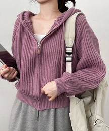 フード付きショートカーディガン