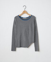 【WEB限定】バイカラーアシメヘムコンパクトニットプルオーバー