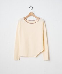 【WEB限定】バイカラーアシメヘムコンパクトニットプルオーバー