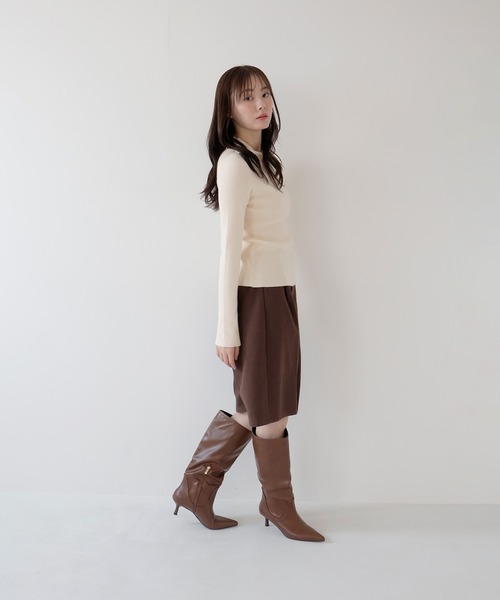 AMUU. PRECIEUSE(アムープレシューズ)の「【SETUP対応】ウールライクタックハーフパンツ(その他パンツ・レディース・チャコールグレー/ブラウン・FREE)」の4枚目の写真
