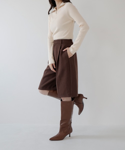 AMUU. PRECIEUSE(アムープレシューズ)の「【SETUP対応】ウールライクタックハーフパンツ(その他パンツ・レディース・チャコールグレー/ブラウン・FREE)」の6枚目の写真