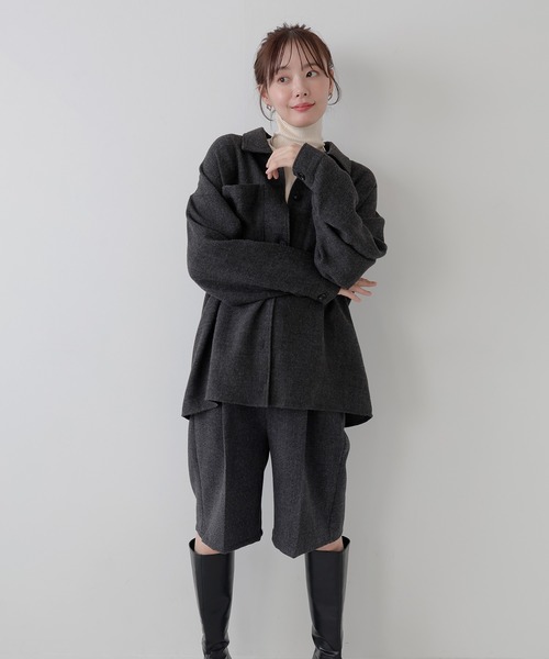 AMUU. PRECIEUSE(アムープレシューズ)の「【SETUP対応】ウールライクタックハーフパンツ(その他パンツ・レディース・チャコールグレー/ブラウン・FREE)」の12枚目の写真