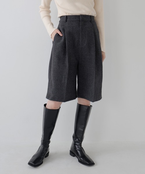 AMUU. PRECIEUSE(アムープレシューズ)の「【SETUP対応】ウールライクタックハーフパンツ(その他パンツ・レディース・チャコールグレー/ブラウン・FREE)」の14枚目の写真