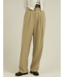 ニットウォーマー付き レイヤード 2タックワイドスラックス / 【 LA PEAU DE GEM 】 knit warmer slacks