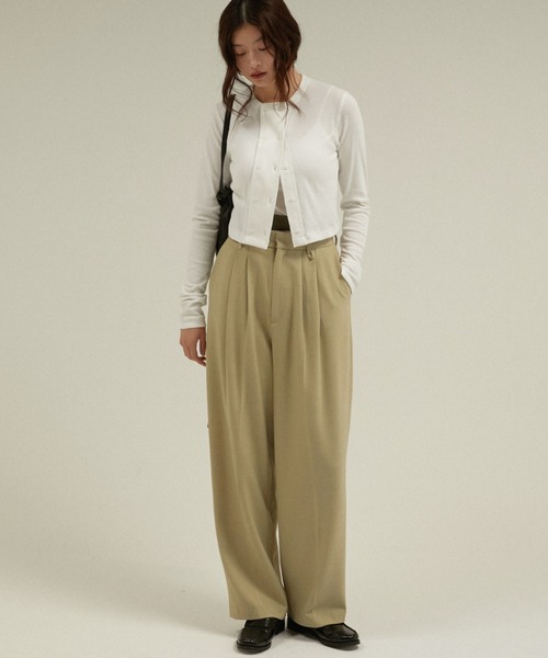 LA PEAU DE GEM(ラポドゥジェム)の「ニットウォーマー付き レイヤード 2タックワイドスラックス / 【 LA PEAU DE GEM 】 knit warmer slacks(スラックス・レディース・グリーン/ブラック/ブラウン・SMALL/MEDIUM)」の10枚目の写真