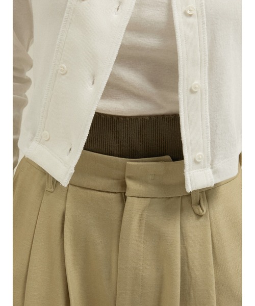 LA PEAU DE GEM(ラポドゥジェム)の「ニットウォーマー付き レイヤード 2タックワイドスラックス / 【 LA PEAU DE GEM 】 knit warmer slacks(スラックス・レディース・グリーン/ブラック/ブラウン・SMALL/MEDIUM)」の9枚目の写真