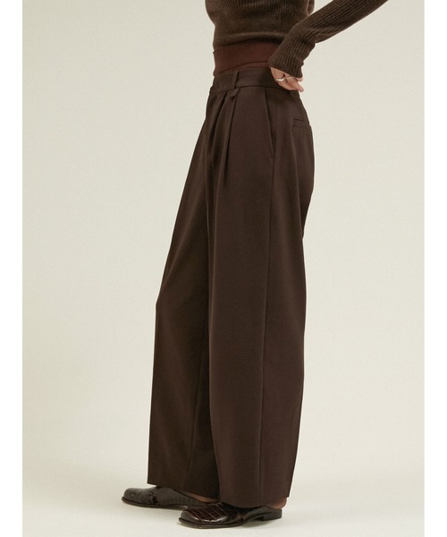 LA PEAU DE GEM(ラポドゥジェム)の「ニットウォーマー付き レイヤード 2タックワイドスラックス / 【 LA PEAU DE GEM 】 knit warmer slacks(スラックス・レディース・グリーン/ブラック/ブラウン・SMALL/MEDIUM)」の15枚目の写真