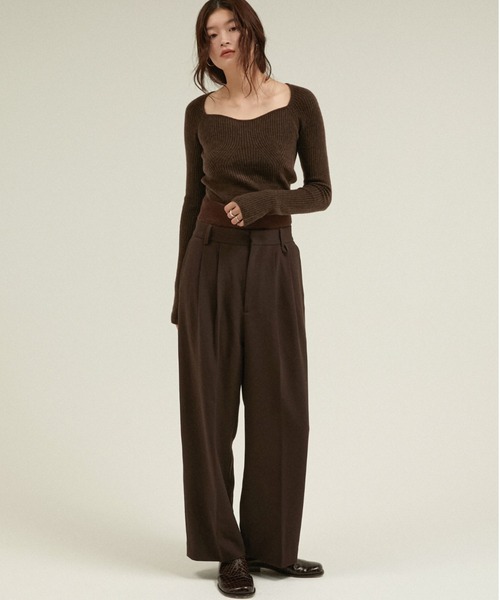 LA PEAU DE GEM(ラポドゥジェム)の「ニットウォーマー付き レイヤード 2タックワイドスラックス / 【 LA PEAU DE GEM 】 knit warmer slacks(スラックス・レディース・グリーン/ブラック/ブラウン・SMALL/MEDIUM)」の19枚目の写真