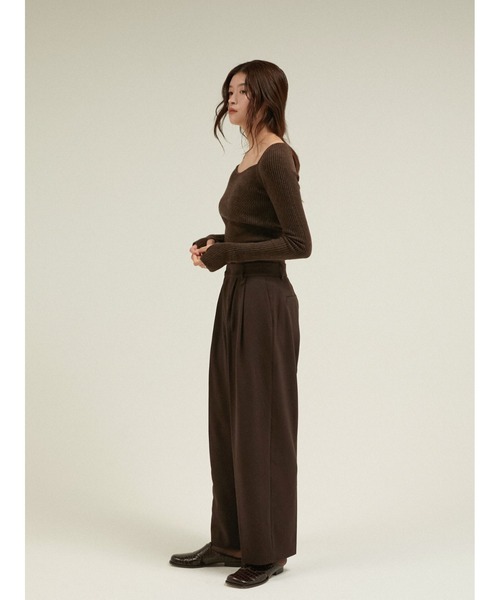 LA PEAU DE GEM(ラポドゥジェム)の「ニットウォーマー付き レイヤード 2タックワイドスラックス / 【 LA PEAU DE GEM 】 knit warmer slacks(スラックス・レディース・グリーン/ブラック/ブラウン・SMALL/MEDIUM)」の20枚目の写真