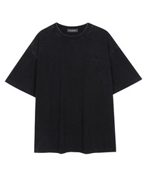 ムグン刺繍ヴィンテージウォッシュ半袖Tシャツ_チャコール