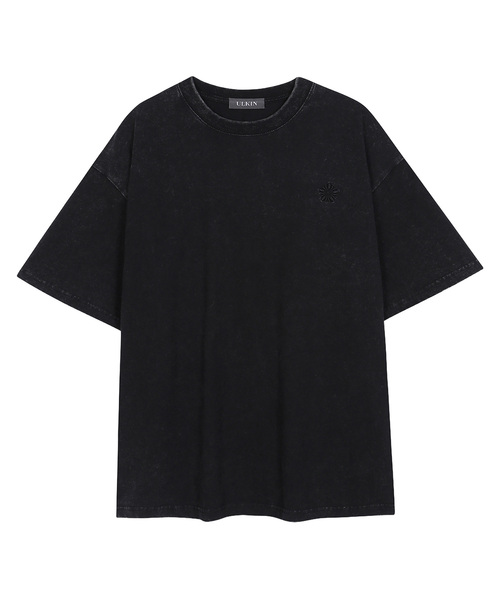 ULKIN(ウルキン)の「ムグン刺繍ヴィンテージウォッシュ半袖Tシャツ_チャコール(Tシャツ/カットソー・レディース・チャコール・ONESIZE)」の1枚目の写真