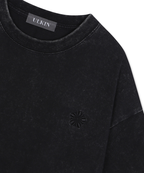 ULKIN(ウルキン)の「ムグン刺繍ヴィンテージウォッシュ半袖Tシャツ_チャコール(Tシャツ/カットソー・レディース・チャコール・ONESIZE)」の3枚目の写真