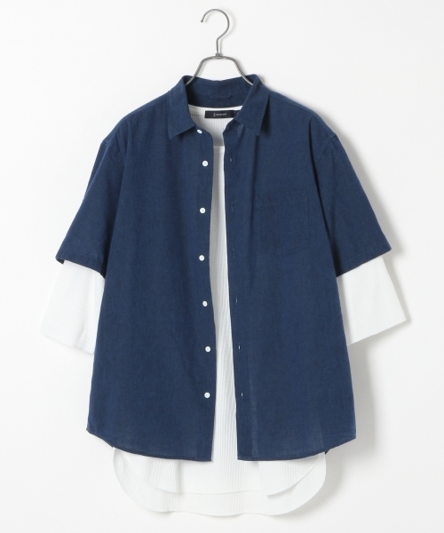 RAGEBLUE(レイジブルー)の「【フレンチリネン使用】クールマックスリネンシャツ半袖/712092(シャツ/ブラウス・メンズ・ホワイト/ネイビー/ライトブルー/オリーブ/ブラック・MEDIUM/LARGE/SMALL)」の5枚目の写真