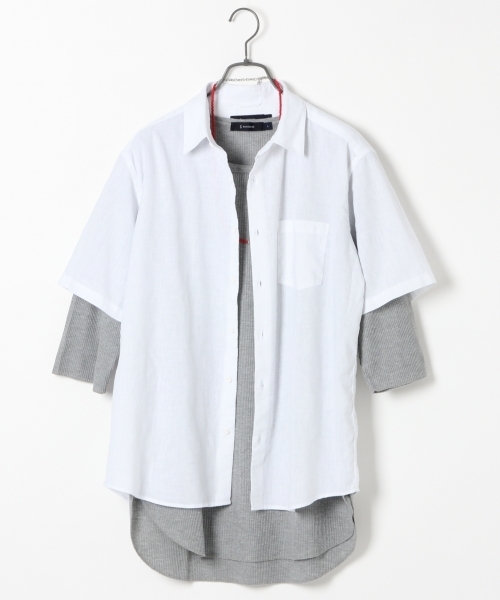 RAGEBLUE(レイジブルー)の「【フレンチリネン使用】クールマックスリネンシャツ半袖/712092(シャツ/ブラウス・メンズ・ホワイト/ネイビー/ライトブルー/オリーブ/ブラック・MEDIUM/LARGE/SMALL)」の1枚目の写真