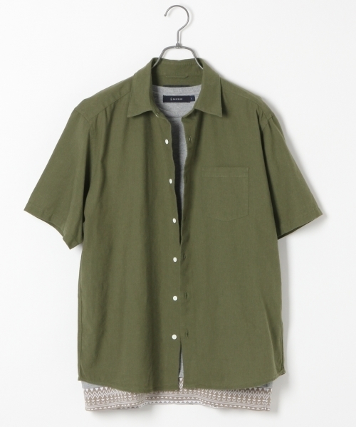 RAGEBLUE(レイジブルー)の「【フレンチリネン使用】クールマックスリネンシャツ半袖/712092(シャツ/ブラウス・メンズ・ホワイト/ネイビー/ライトブルー/オリーブ/ブラック・MEDIUM/LARGE/SMALL)」の3枚目の写真