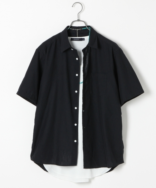 RAGEBLUE(レイジブルー)の「【フレンチリネン使用】クールマックスリネンシャツ半袖/712092(シャツ/ブラウス・メンズ・ホワイト/ネイビー/ライトブルー/オリーブ/ブラック・MEDIUM/LARGE/SMALL)」の2枚目の写真