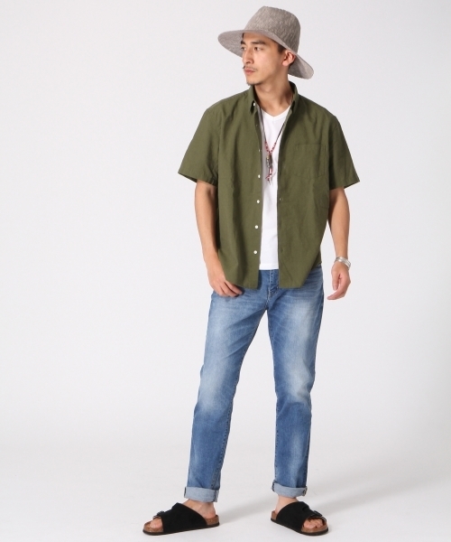 RAGEBLUE(レイジブルー)の「【フレンチリネン使用】クールマックスリネンシャツ半袖/712092(シャツ/ブラウス・メンズ・ホワイト/ネイビー/ライトブルー/オリーブ/ブラック・MEDIUM/LARGE/SMALL)」の16枚目の写真