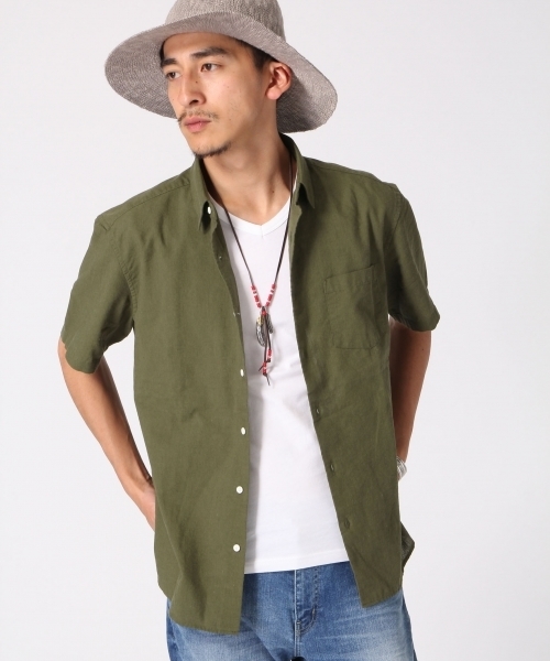 RAGEBLUE(レイジブルー)の「【フレンチリネン使用】クールマックスリネンシャツ半袖/712092(シャツ/ブラウス・メンズ・ホワイト/ネイビー/ライトブルー/オリーブ/ブラック・MEDIUM/LARGE/SMALL)」の19枚目の写真