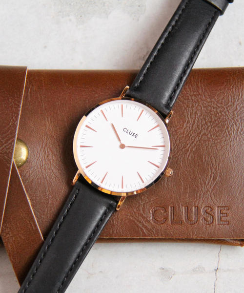 CLUSE（クルース）の「＜CLUSE＞∵レザー38mmフェイスウォッチ/ピンクゴールドカラー ◆（アナログ腕時計・レディース・ブラック/ライトグレー・FREE）」の3枚目の写真