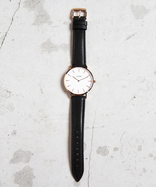 CLUSE（クルース）の「＜CLUSE＞∵レザー38mmフェイスウォッチ/ピンクゴールドカラー ◆（アナログ腕時計・レディース・ブラック/ライトグレー・FREE）」の5枚目の写真