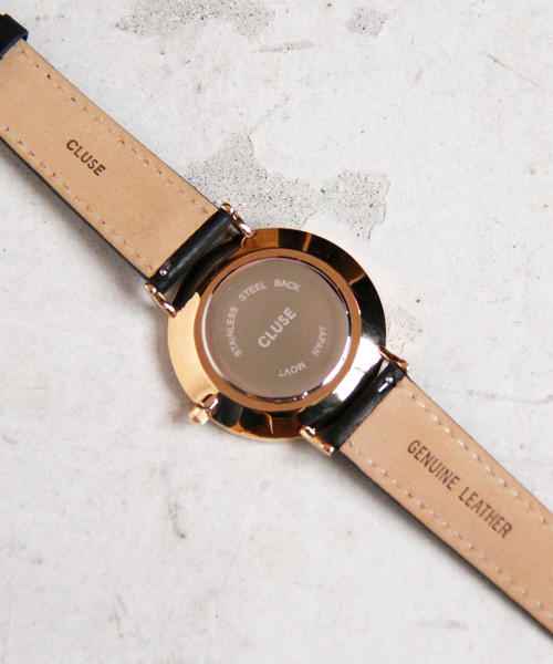 CLUSE（クルース）の「＜CLUSE＞∵レザー38mmフェイスウォッチ/ピンクゴールドカラー ◆（アナログ腕時計・レディース・ブラック/ライトグレー・FREE）」の6枚目の写真