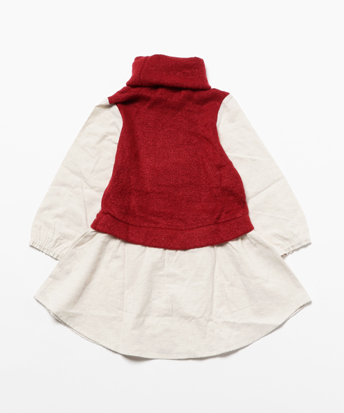 ikka（イッカ）の「【キッズ】ニットソードッキングワンピース （100～130cm）（ワンピース・キッズ・レッド/ブラウン・100cm/130cm/110cm/120cm）」の3枚目の写真