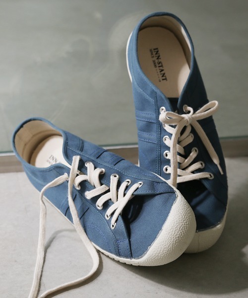 INN-STANT(インスタント)の「INN-STANT 2ラインナチュラルキャンバススニーカー(スニーカー・メンズ・ホワイト×ブルー/ブルー/インディゴブルー/カーキ/アクア/ベージュ/ナチュラル/オリーブ/ホワイト×ホワイト・41/42/43/40)」の9枚目の写真