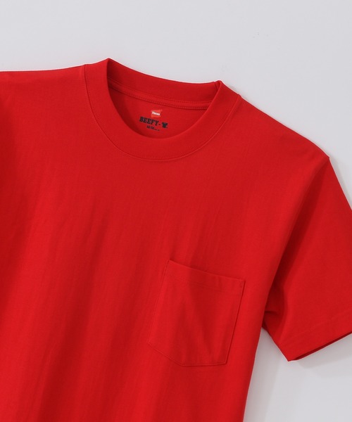 HANES（ヘインズ）の「【Hanes/ヘインズ】メンズ ビーフィー ポケットTシャツ（Tシャツ/カットソー・メンズ・ベージュ/ホワイト/ネイビー/レッド/ブラック/ヘザーグレー/グリーン系その他4/ダークグリーン/ダークパープル/ダークグレー/ロイヤルブルー/レッド系その他5/ブルー系その他2/グレー系その他2/グリーン系その他6/イエロー系その他7/ベージュ系その他3・X-LARGE/MEDIUM/LARGE/X-SMALL/SMALL）」の16枚目の写真