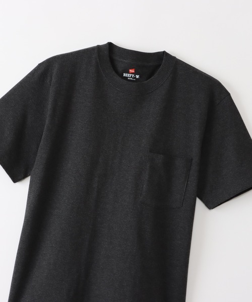 HANES（ヘインズ）の「【Hanes/ヘインズ】メンズ ビーフィー ポケットTシャツ（Tシャツ/カットソー・メンズ・ベージュ/ホワイト/ネイビー/レッド/ブラック/ヘザーグレー/グリーン系その他4/ダークグリーン/ダークパープル/ダークグレー/ロイヤルブルー/レッド系その他5/ブルー系その他2/グレー系その他2/グリーン系その他6/イエロー系その他7/ベージュ系その他3・X-LARGE/MEDIUM/LARGE/X-SMALL/SMALL）」の5枚目の写真