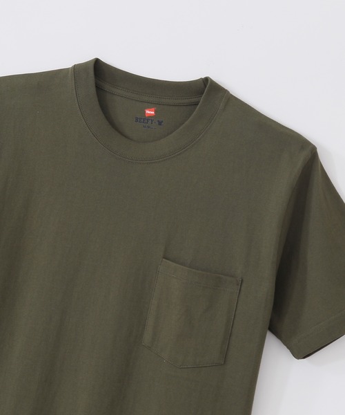 HANES（ヘインズ）の「【Hanes/ヘインズ】メンズ ビーフィー ポケットTシャツ（Tシャツ/カットソー・メンズ・ベージュ/ホワイト/ネイビー/レッド/ブラック/ヘザーグレー/グリーン系その他4/ダークグリーン/ダークパープル/ダークグレー/ロイヤルブルー/レッド系その他5/ブルー系その他2/グレー系その他2/グリーン系その他6/イエロー系その他7/ベージュ系その他3・X-LARGE/MEDIUM/LARGE/X-SMALL/SMALL）」の9枚目の写真