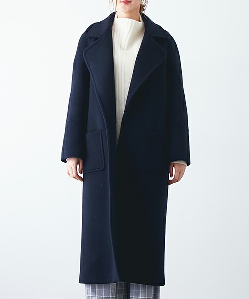 STUDIOUS ベージュ チェスターコート サイズ1 ピークドラペルチェスターコート(1 BLACK): Dessin de mode