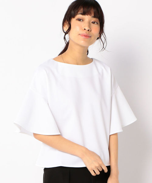 SHIPS(シップス)の「フレアスリーブプルオーバー(Tシャツ/カットソー・レディース・ネイビー/オフホワイト・ONE SIZE)」の1枚目の写真
