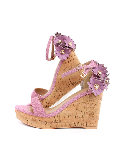 RANDA（ランダ）の「フラワーウェッジサンダル（サンダル・レディース・グレー/ホワイト/ピンク・LL/M/S/L）」の8枚目の写真