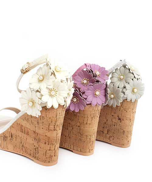 RANDA（ランダ）の「フラワーウェッジサンダル（サンダル・レディース・グレー/ホワイト/ピンク・LL/M/S/L）」の10枚目の写真