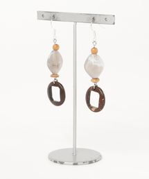 【muddy-maua】マーブルダイヤウッドピアス