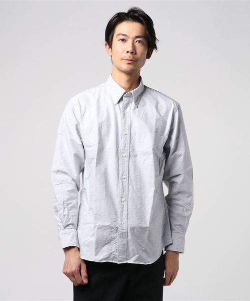 THE BASICS(ザ ベーシックス)の「THE BASICS / ザ ベーシックス スーピマオックスロングスリーブ(シャツ/ブラウス・メンズ・ホワイト/グレー・M/L)」の2枚目の写真