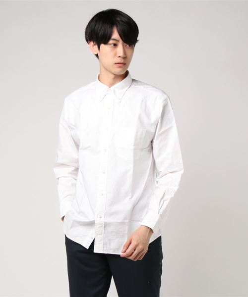 THE BASICS(ザ ベーシックス)の「THE BASICS / ザ ベーシックス スーピマオックスロングスリーブ(シャツ/ブラウス・メンズ・ホワイト/グレー・M/L)」の1枚目の写真