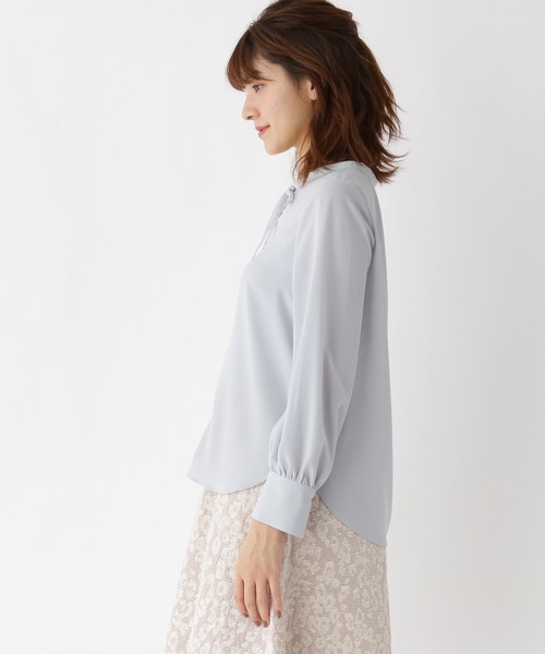 【WEB限定販売】【洗える】フロントリボンブラウス 【WEB限定販売】【洗える】フロントリボンブラウス