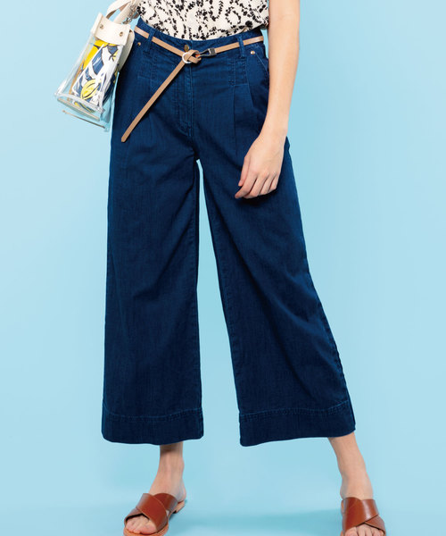 JETSET SOLO PLUS (ジェットセットソロプラス)の「ワイドクロップドデニムパンツ(デニムパンツ・レディース・オフホワイト/インディゴブルー・24/25)」の2枚目の写真
