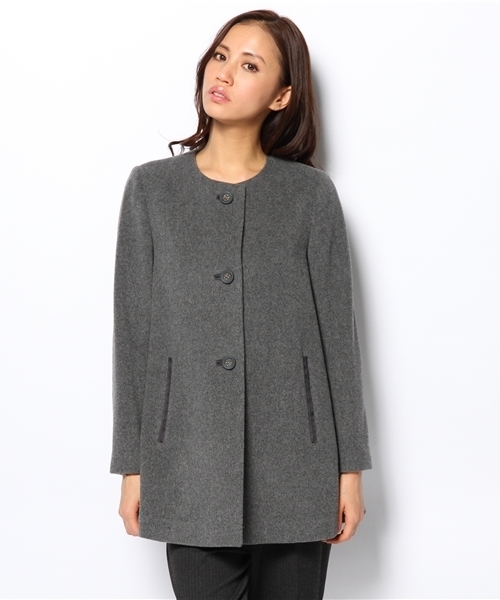 美品　マルティニーク　ツイード　ノーカラーコート　ノーカラーロングジャケット martinique ジャケット ノーカラージャケット martinique/ツイード