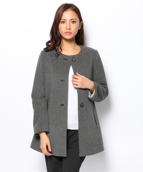 040マルティニーク3.1万上質ストレッチノーカラージャケット グレー 040マルティニーク3.1万上質ストレッチノーカラージャケット グレー